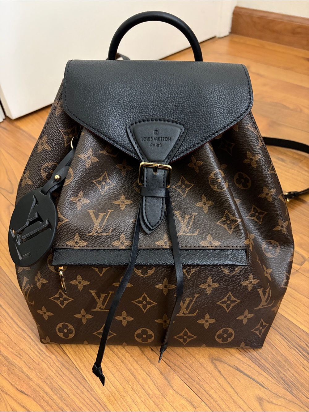 🤎 Designer Fashion Dupe Drawstring Monogram Backpack • NEW! - Picture 2 of 6